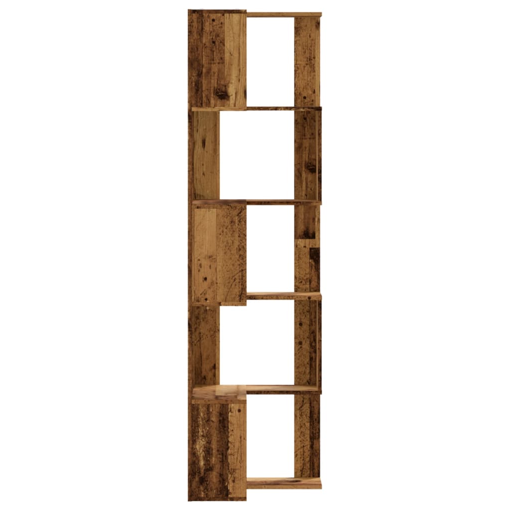 5-tier bookcase, old wood, 50x50x179cm, processed wood