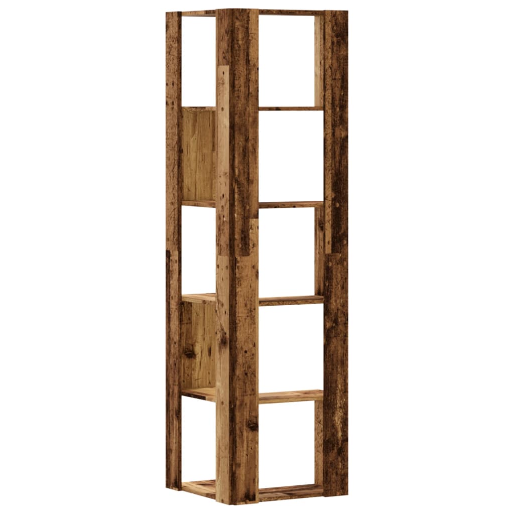 5-tier bookcase, old wood, 50x50x179cm, processed wood