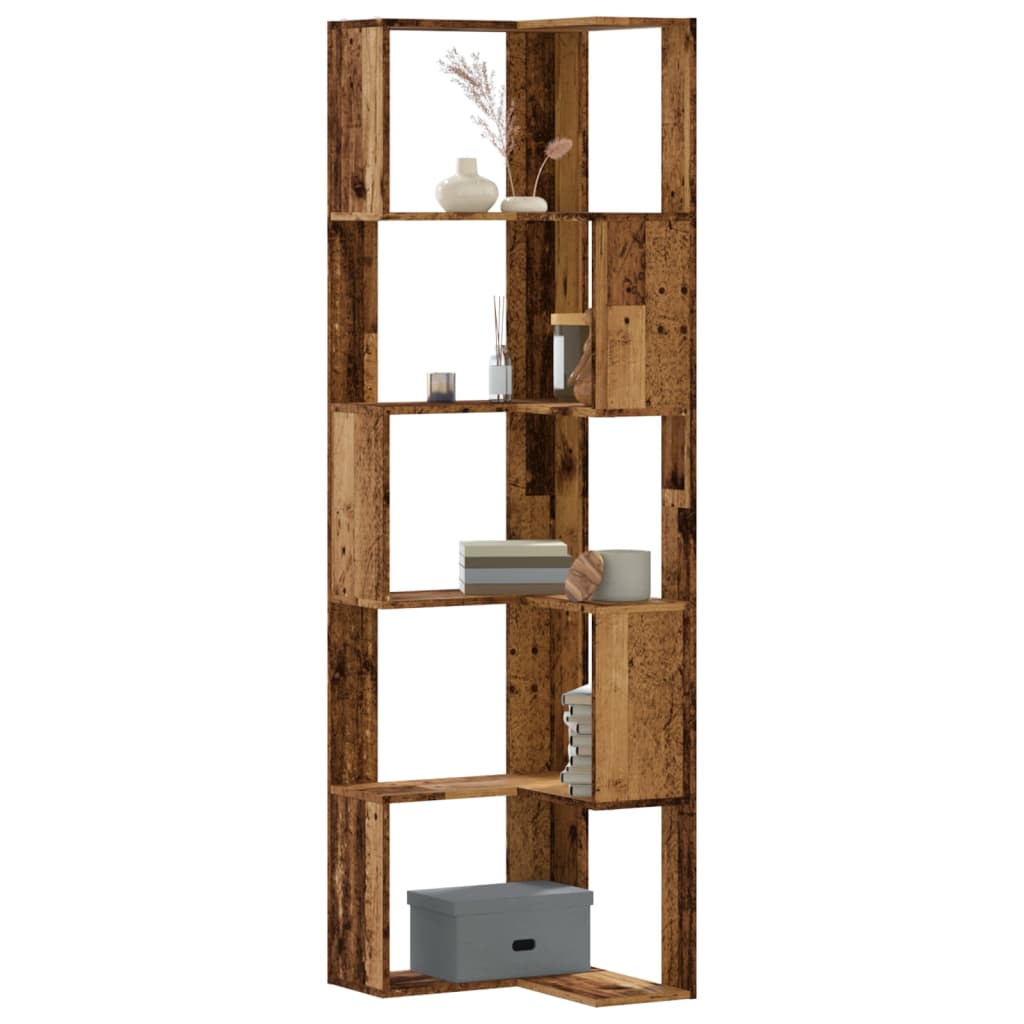 5-tier bookcase, old wood, 50x50x179cm, processed wood