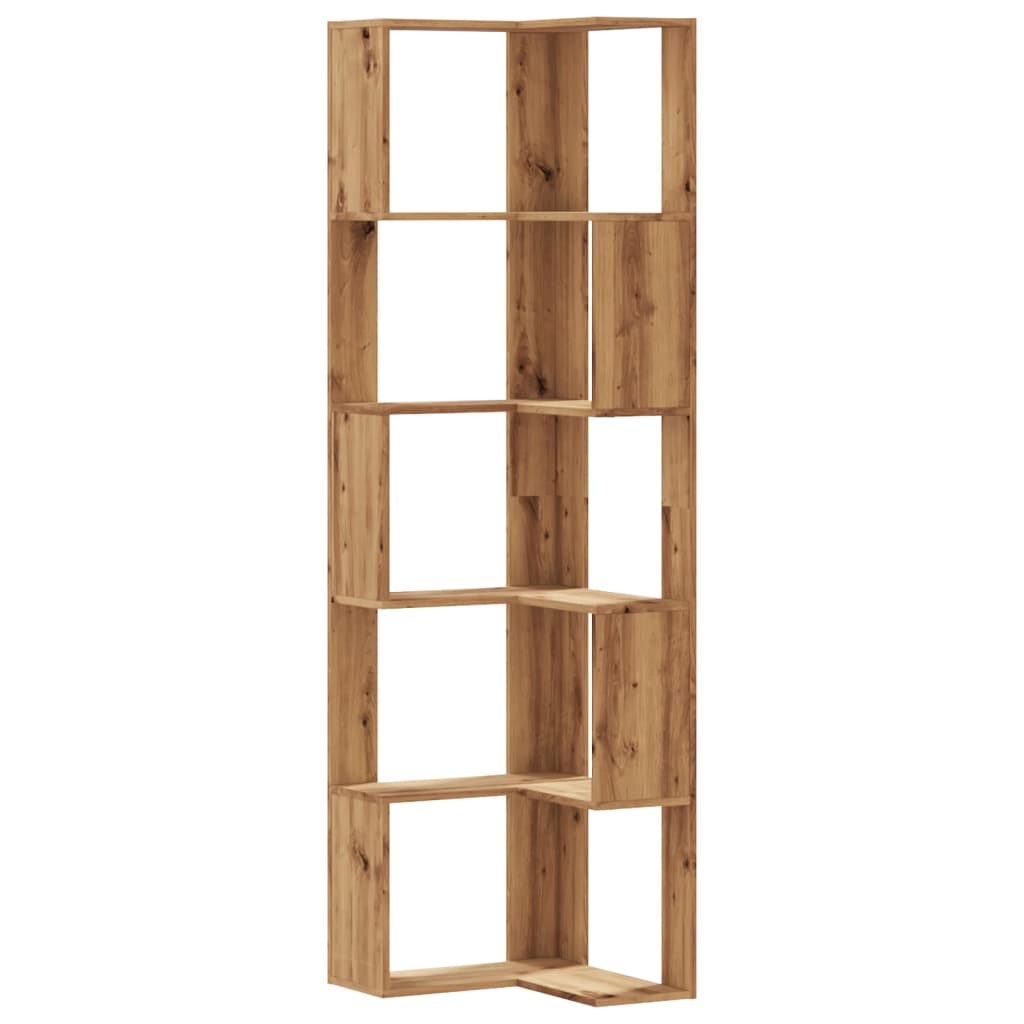 5-tier bookcase, handcrafted oak, 50x50x179 cm, processed wood