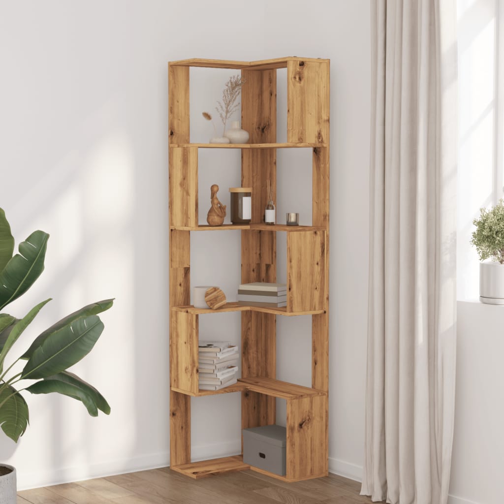 5-tier bookcase, handcrafted oak, 50x50x179 cm, processed wood