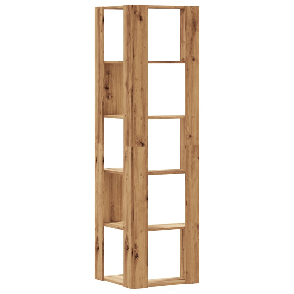 5-tier bookcase, handcrafted oak, 50x50x179 cm, processed wood