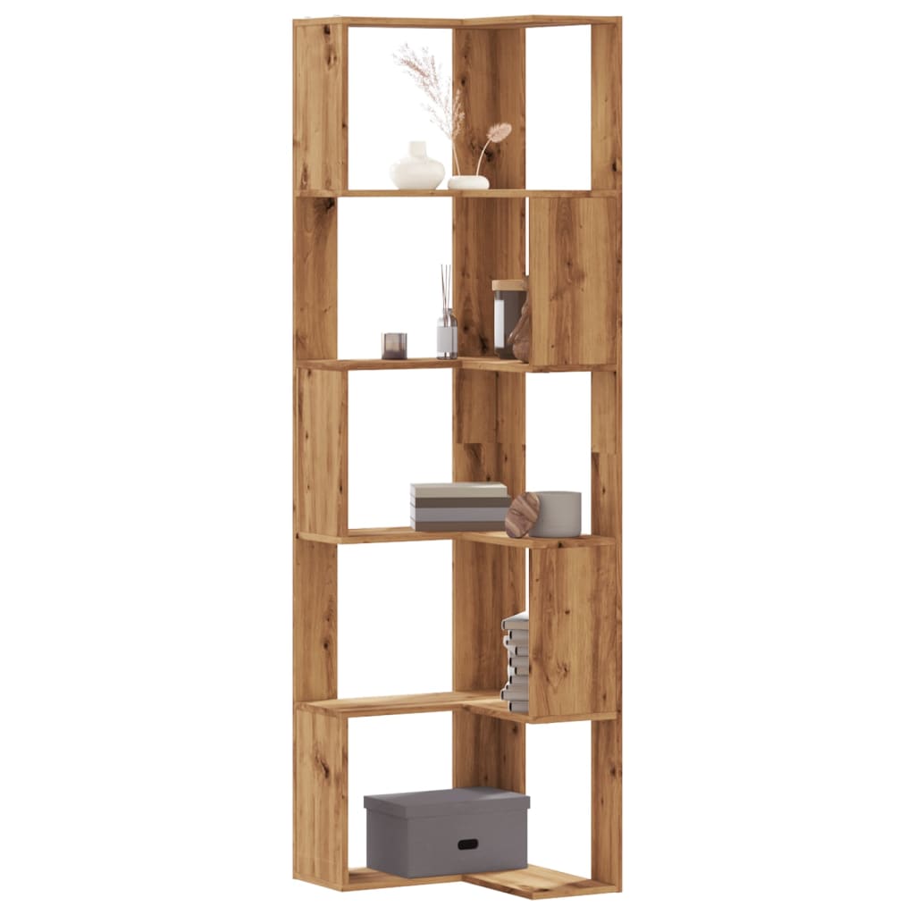 5-tier bookcase, handcrafted oak, 50x50x179 cm, processed wood