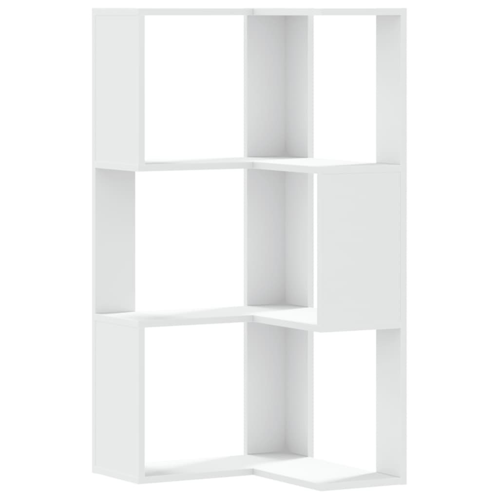 3-tier bookcase white 50x50x102 cm processed wood