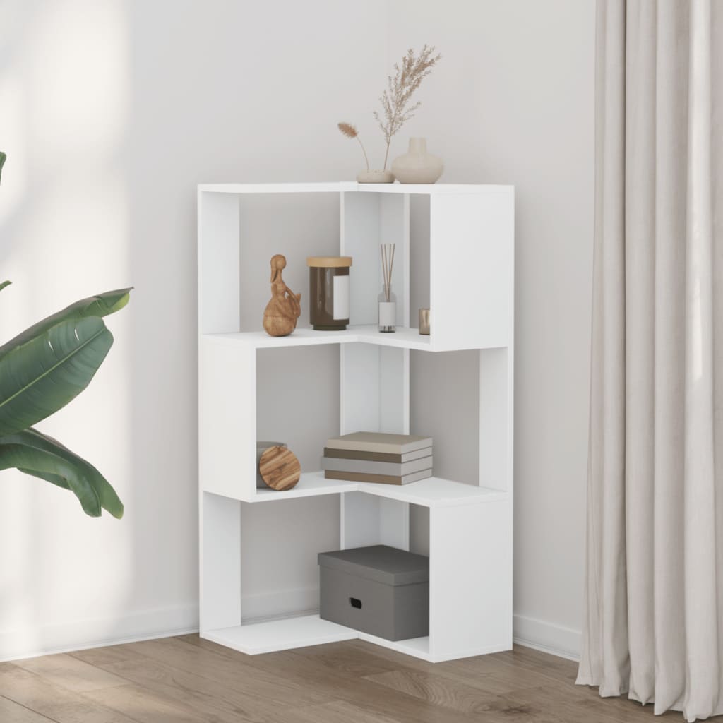 3-tier bookcase white 50x50x102 cm processed wood