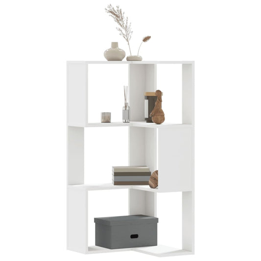 3-tier bookcase white 50x50x102 cm processed wood