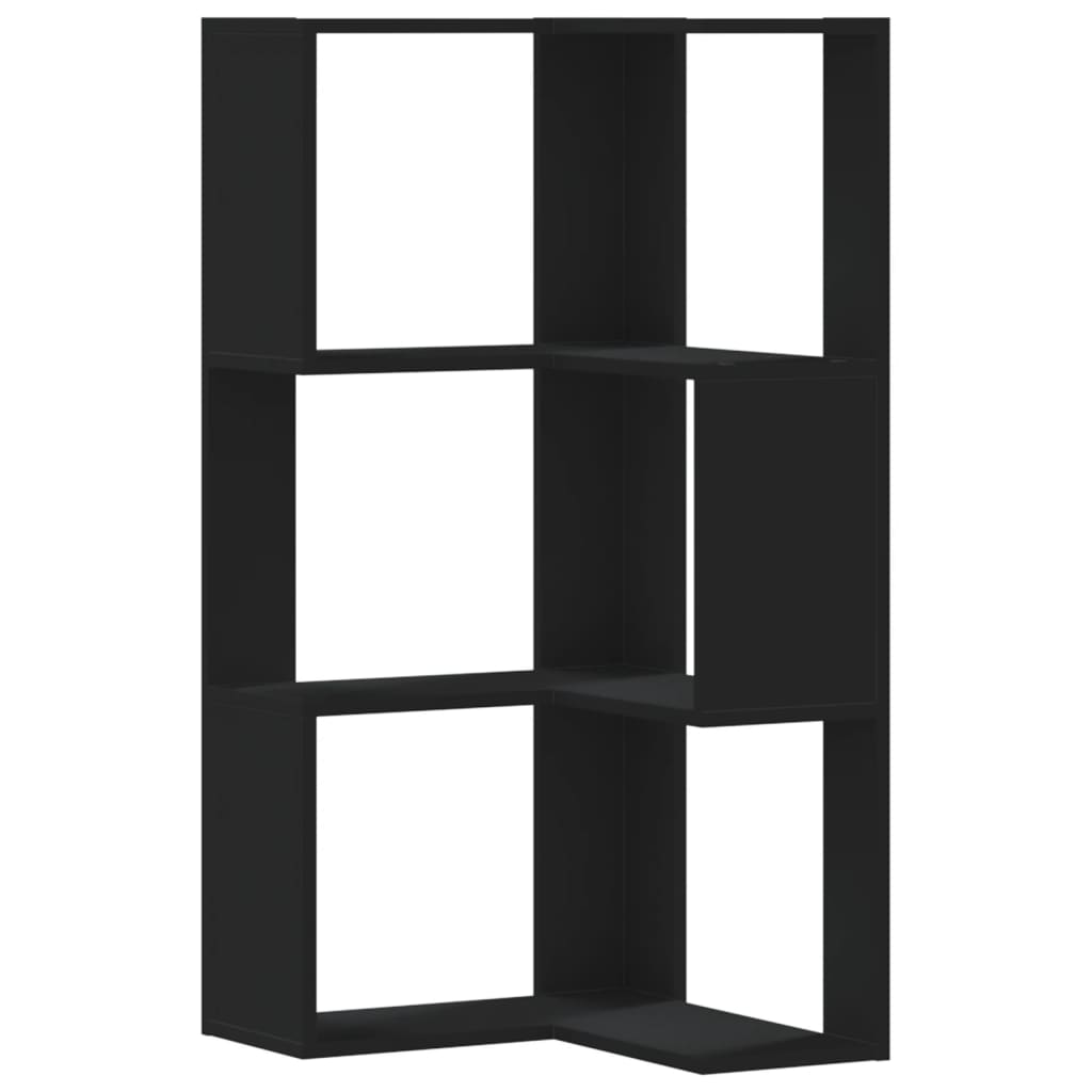 3-tier bookcase black 50x50x102 cm processed wood