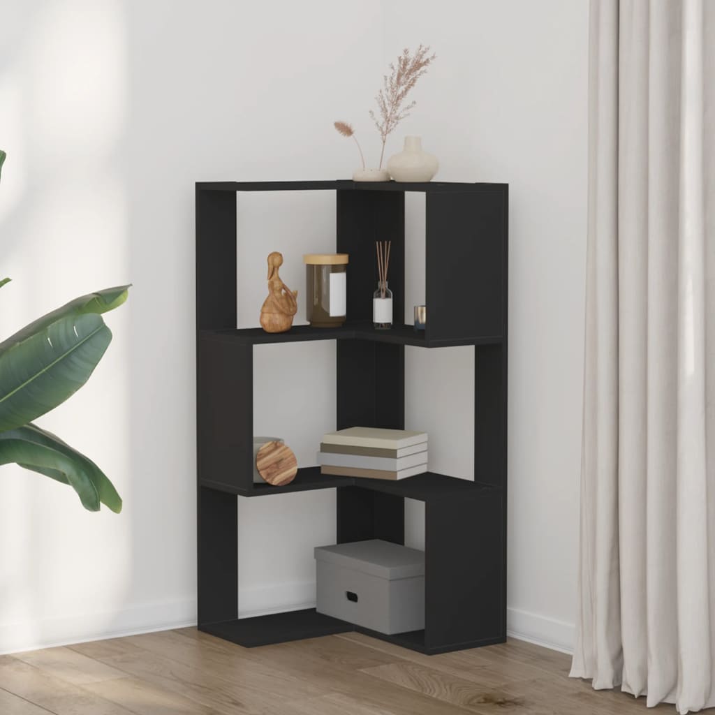 3-tier bookcase black 50x50x102 cm processed wood