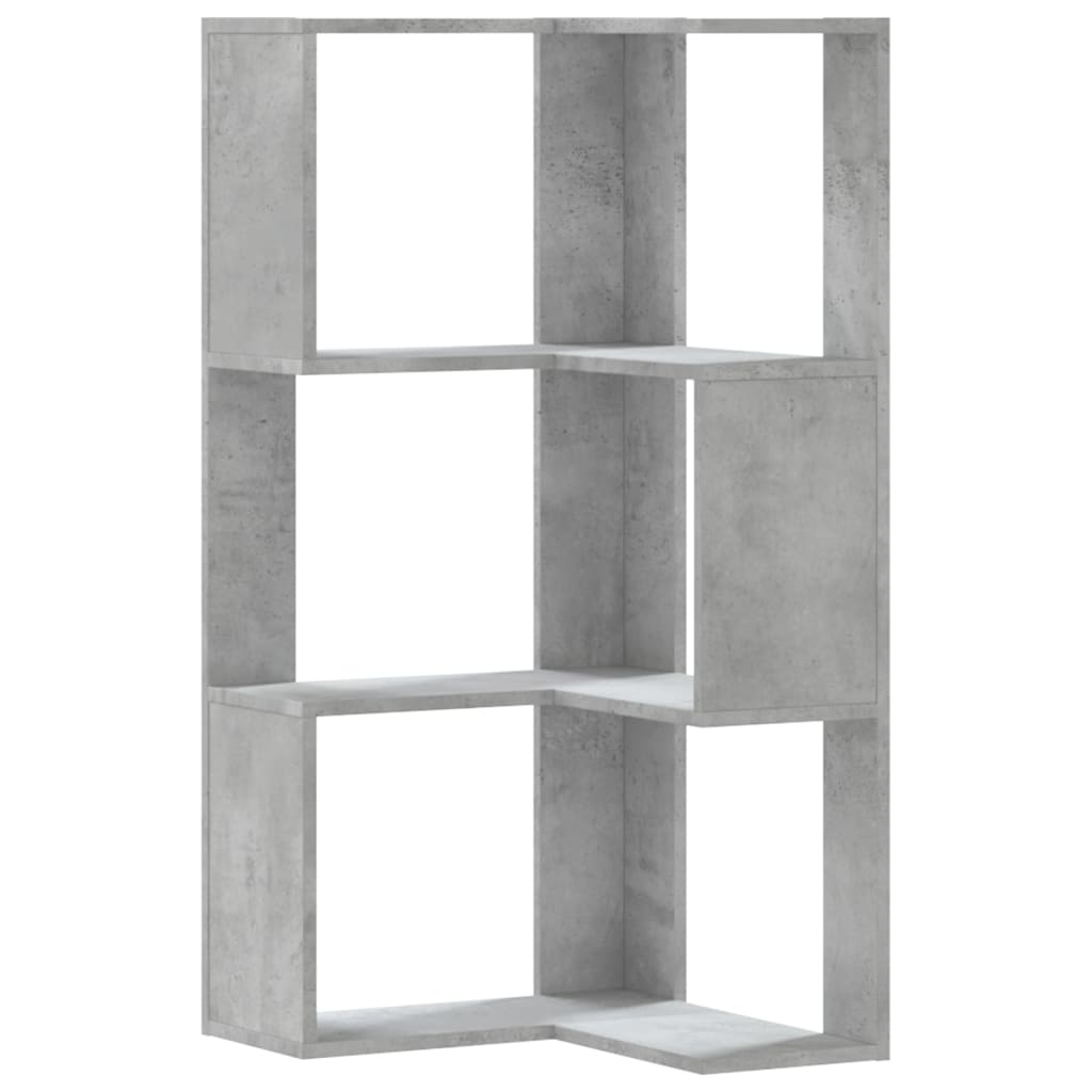 3-tier bookcase concrete gray 50x50x102 cm processed wood