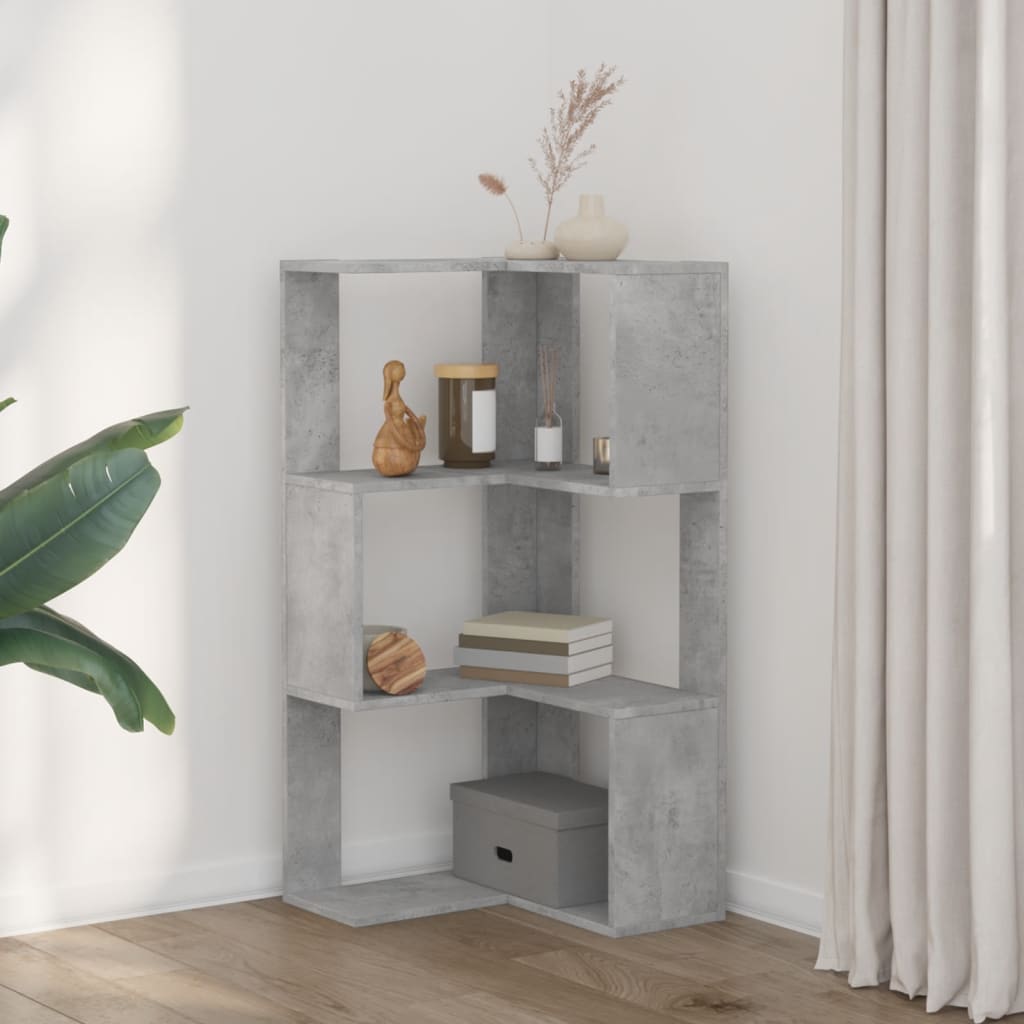 3-tier bookcase concrete gray 50x50x102 cm processed wood