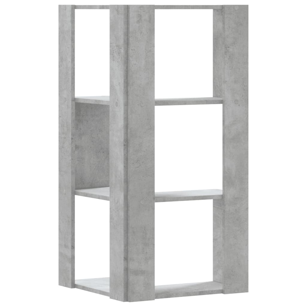 Bibliotecă 3 niveluri gri beton 50x50x102 cm lemn prelucrat