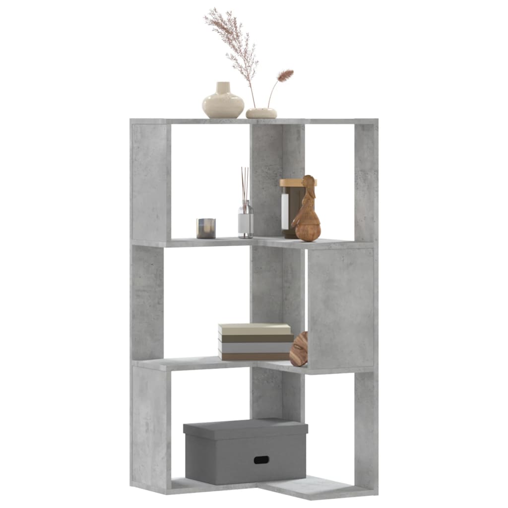 3-tier bookcase concrete gray 50x50x102 cm processed wood