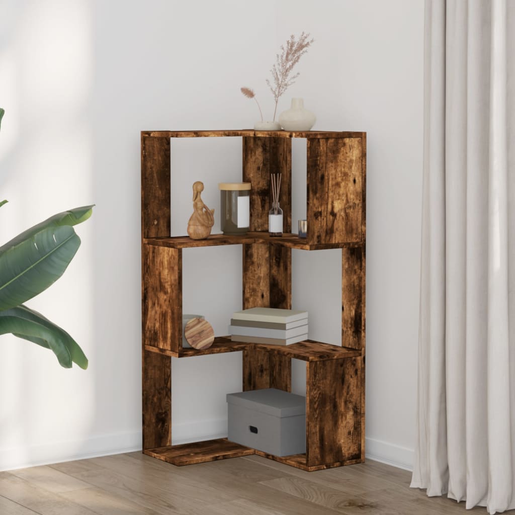 3-tier bookcase smoky oak 50x50x102cm processed wood