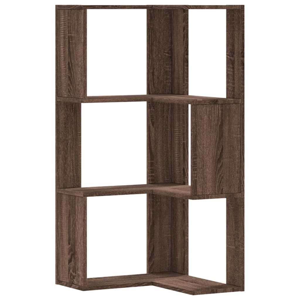 3-tier bookcase, brown oak, 50x50x102 cm, processed wood