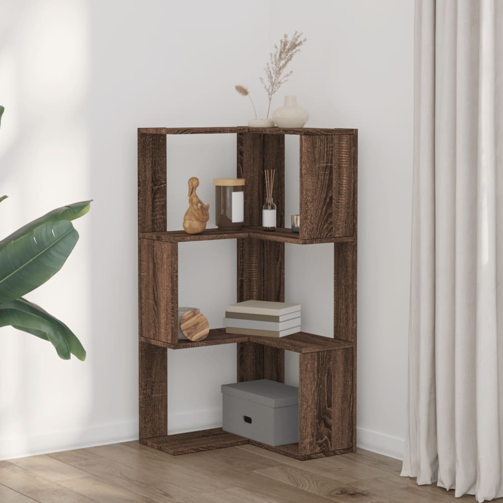 3-tier bookcase, brown oak, 50x50x102 cm, processed wood