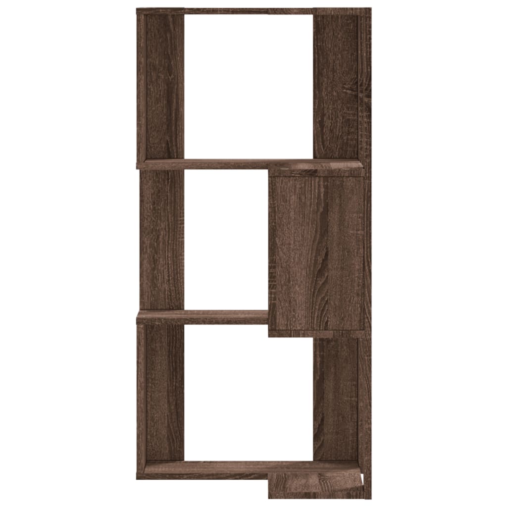 3-tier bookcase, brown oak, 50x50x102 cm, processed wood