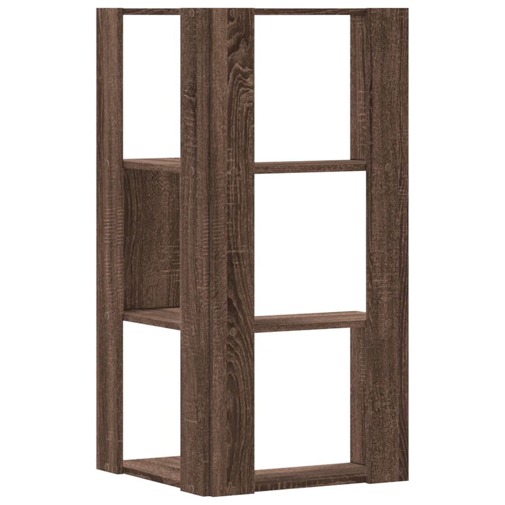 3-tier bookcase, brown oak, 50x50x102 cm, processed wood