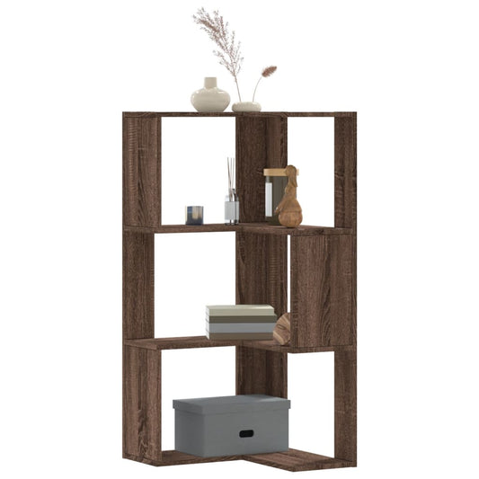 3-tier bookcase, brown oak, 50x50x102 cm, processed wood