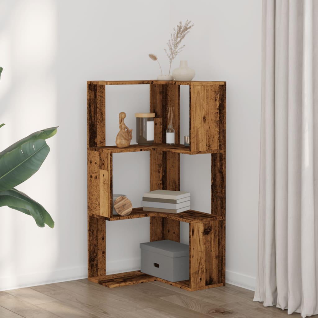 3-tier bookcase, old wood, 50x50x102 cm, processed wood