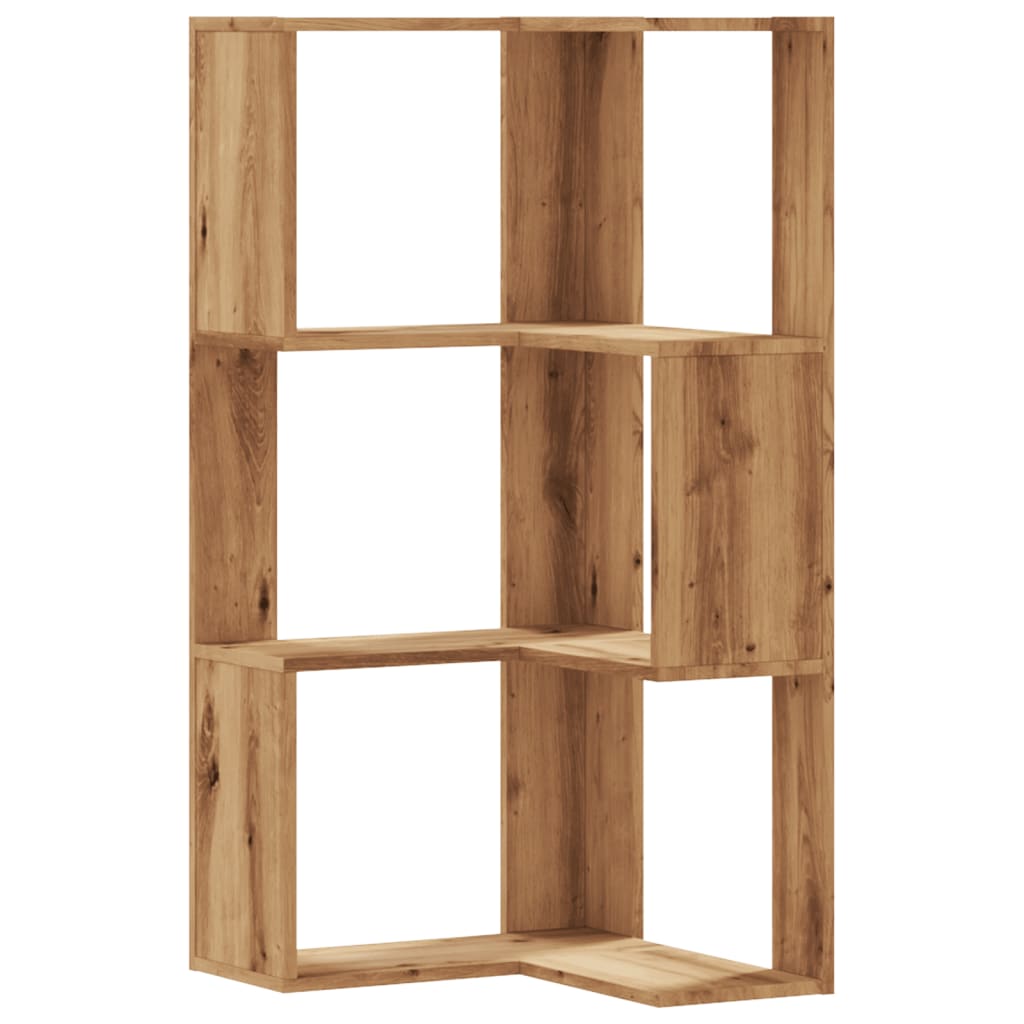 3-tier bookcase, handcrafted oak, 50x50x102 cm, processed wood