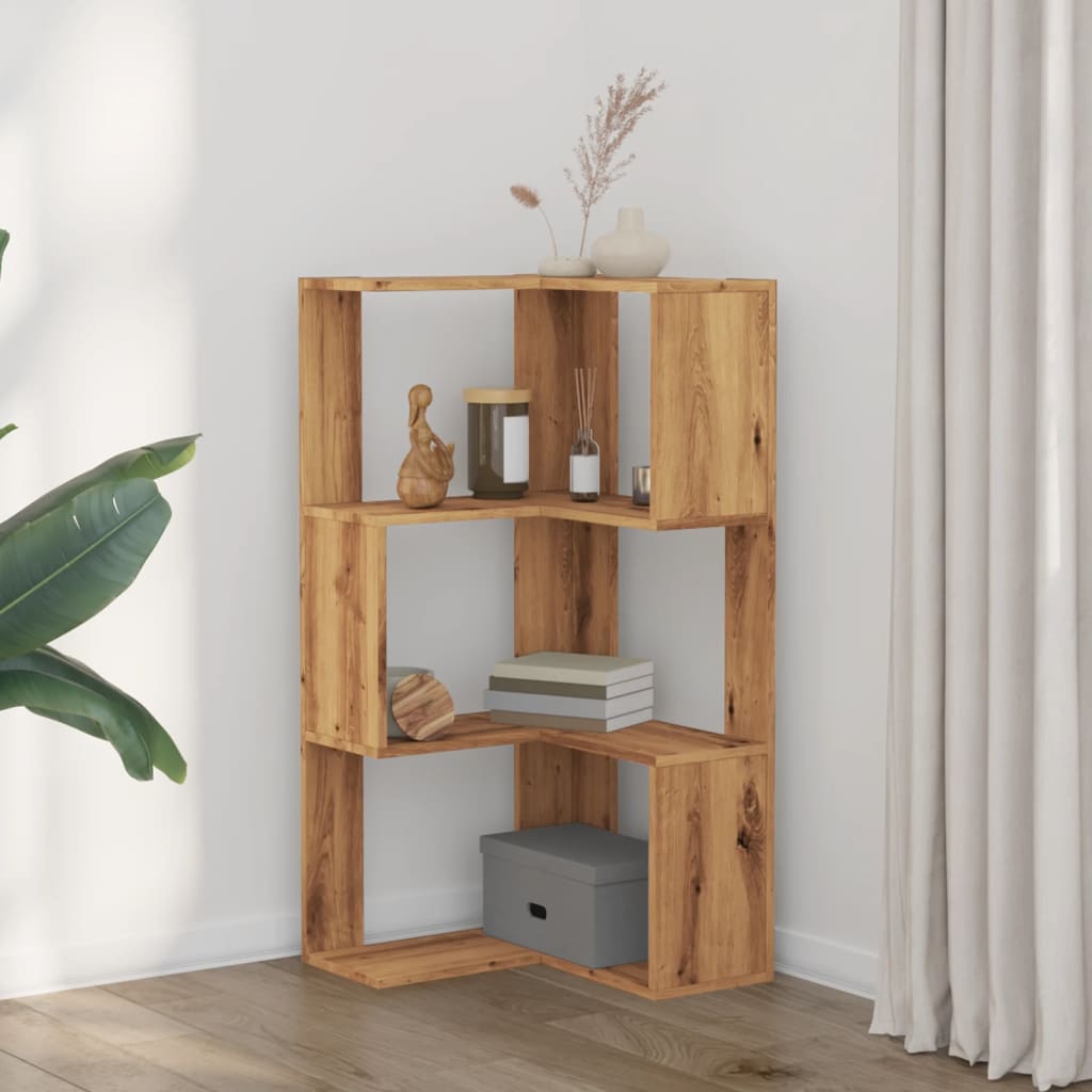 3-tier bookcase, handcrafted oak, 50x50x102 cm, processed wood