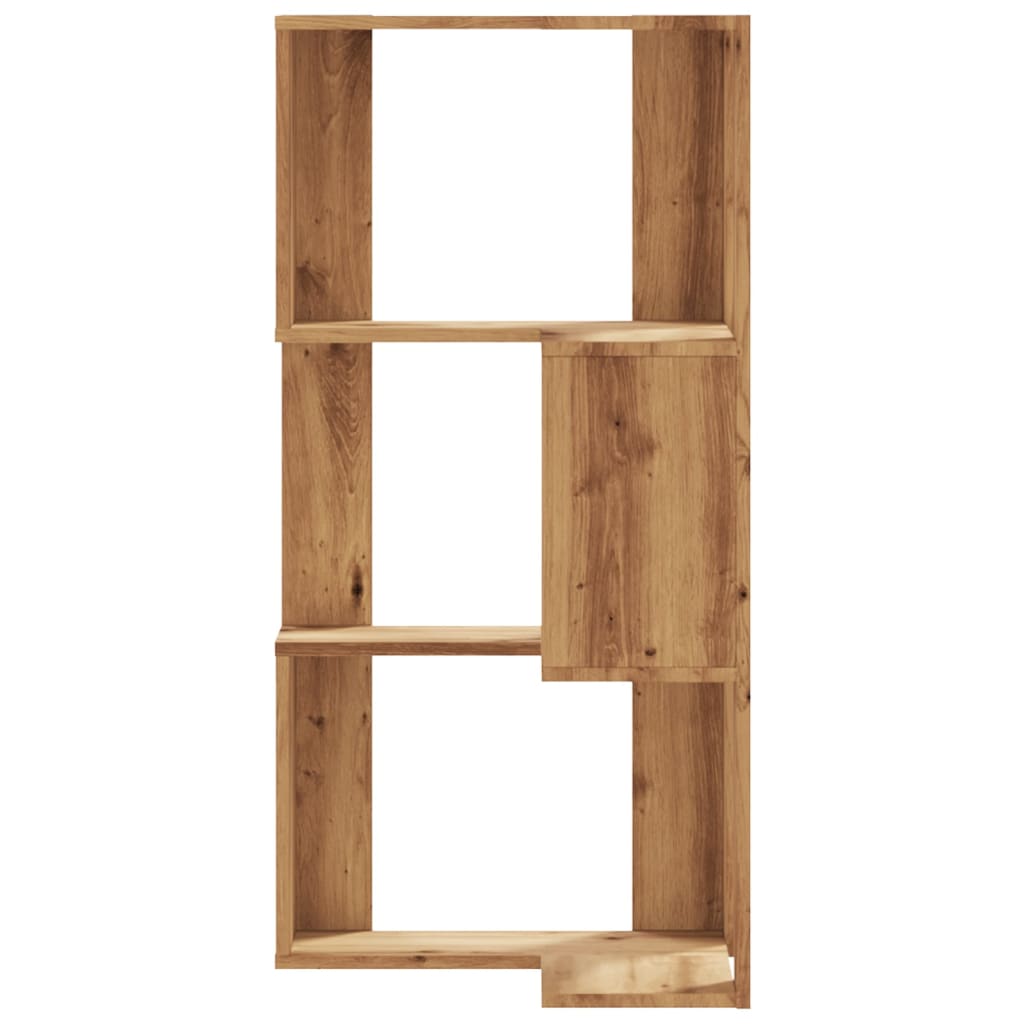 3-tier bookcase, handcrafted oak, 50x50x102 cm, processed wood