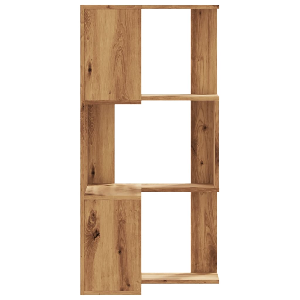 3-tier bookcase, handcrafted oak, 50x50x102 cm, processed wood