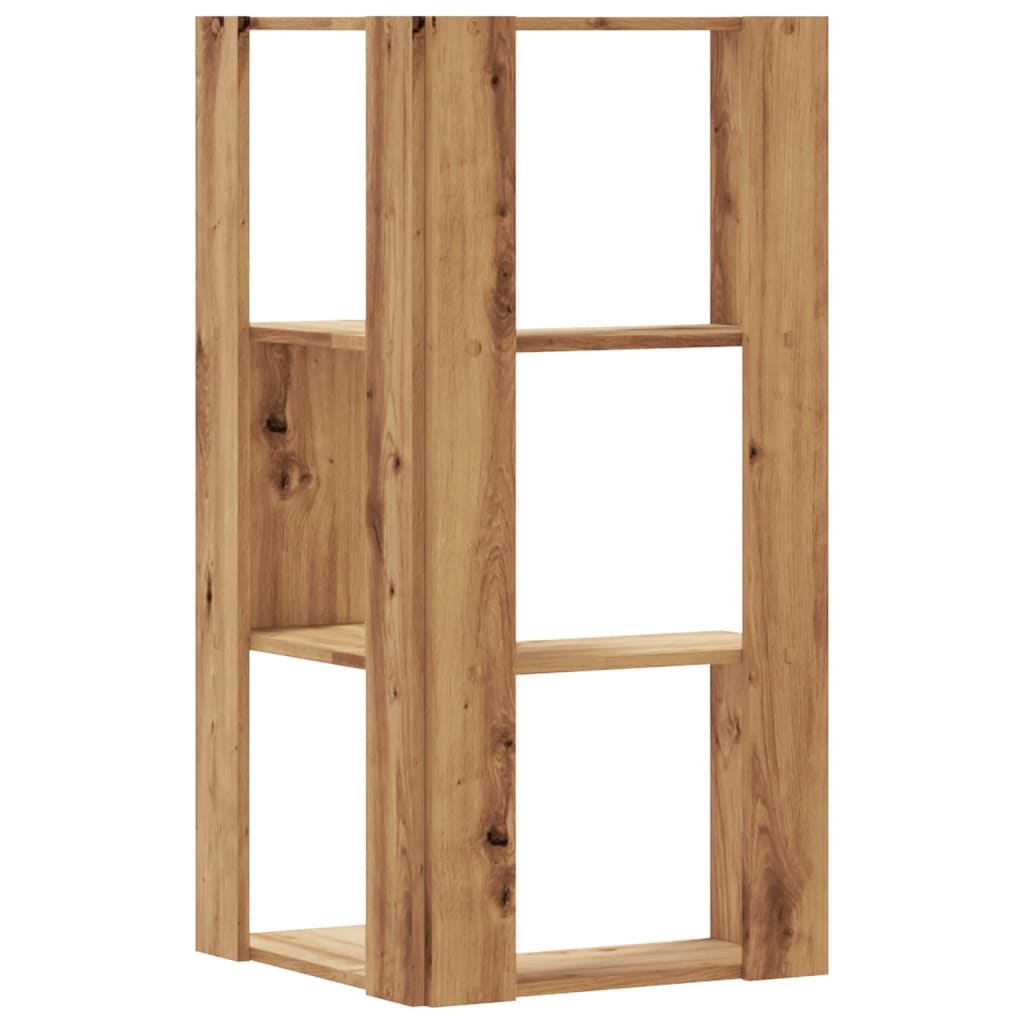 3-tier bookcase, handcrafted oak, 50x50x102 cm, processed wood