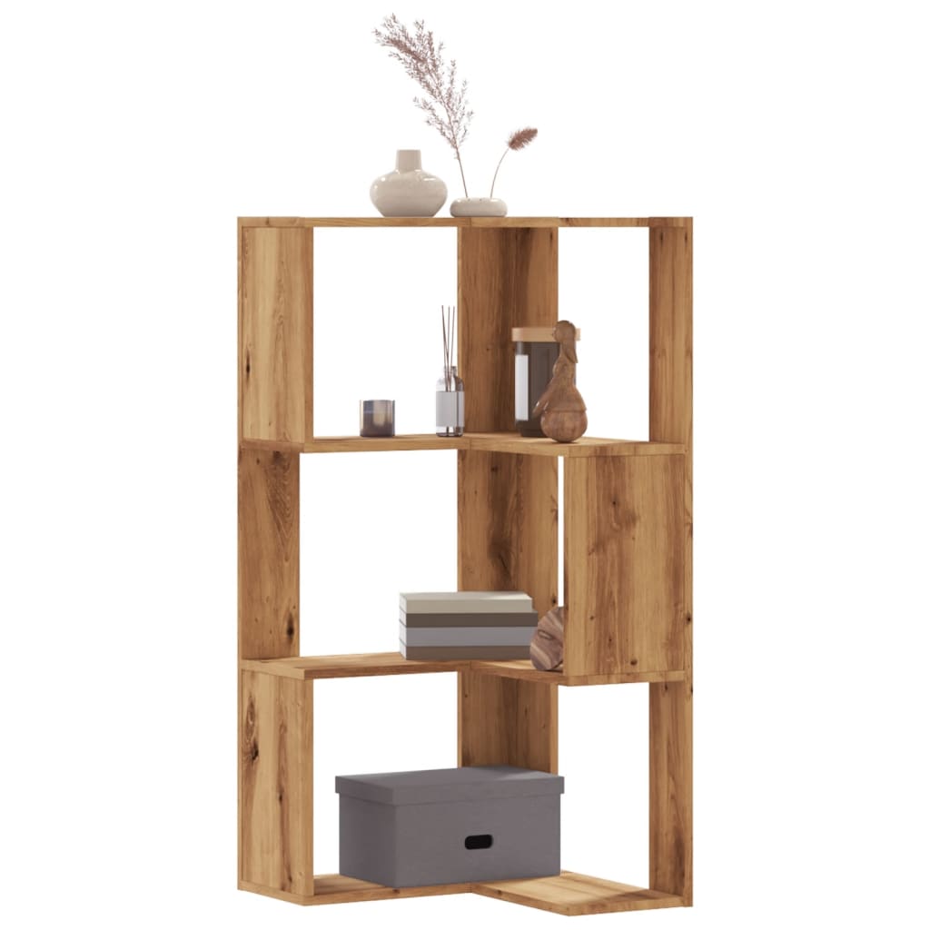 3-tier bookcase, handcrafted oak, 50x50x102 cm, processed wood