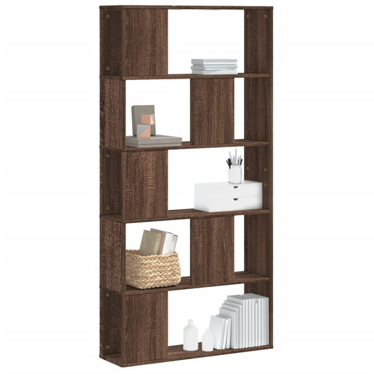 5-tier bookcase, brown oak, 80.5x23.5x162.5 cm, wood