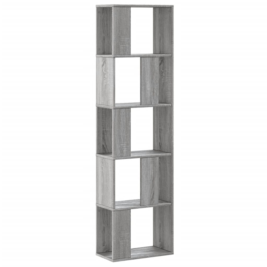 5-tier bookcase, sonoma gray, 45x23.5x162.5cm, processed wood