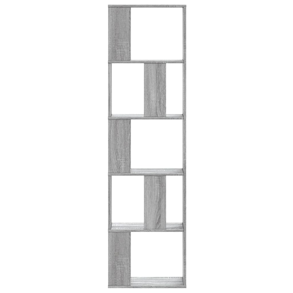 5-tier bookcase, sonoma gray, 45x23.5x162.5cm, processed wood