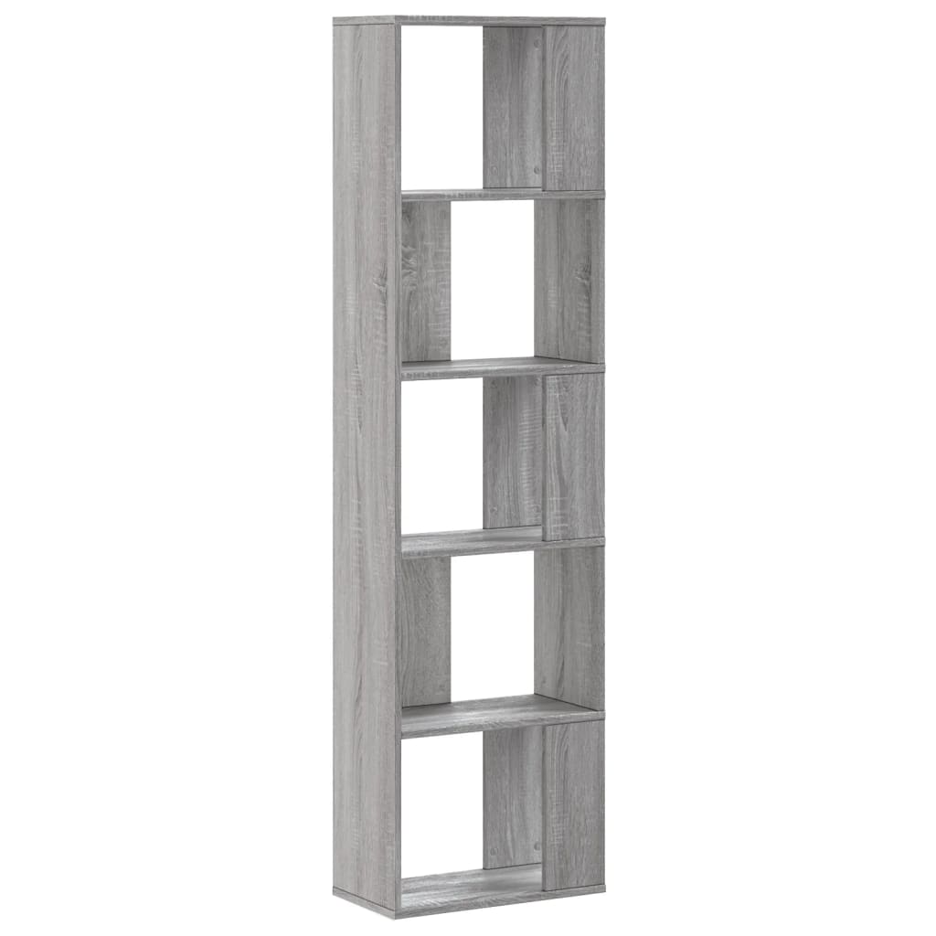 5-tier bookcase, sonoma gray, 45x23.5x162.5cm, processed wood