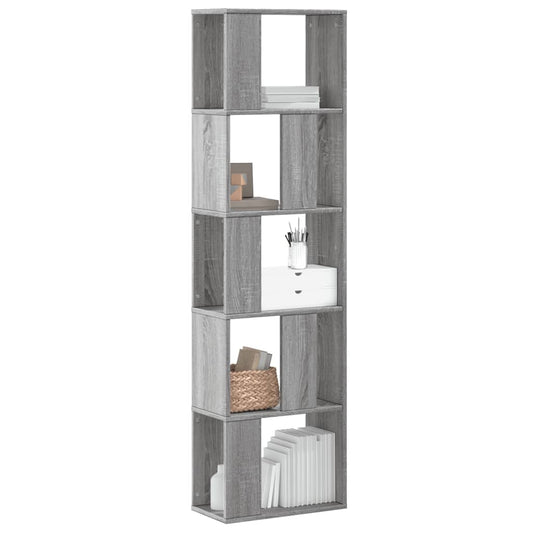 5-tier bookcase, sonoma gray, 45x23.5x162.5cm, processed wood