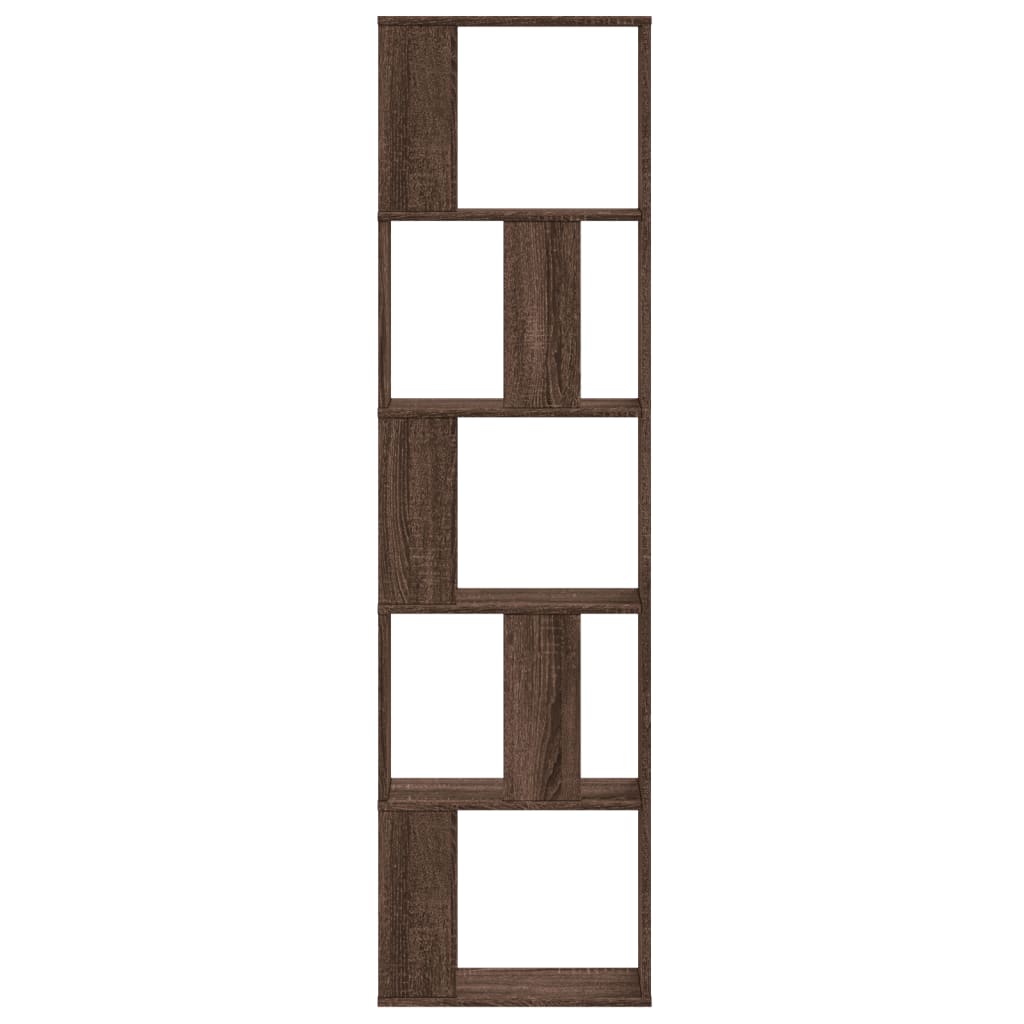 5-tier bookcase, brown oak, 45x23.5x162.5 cm, wood