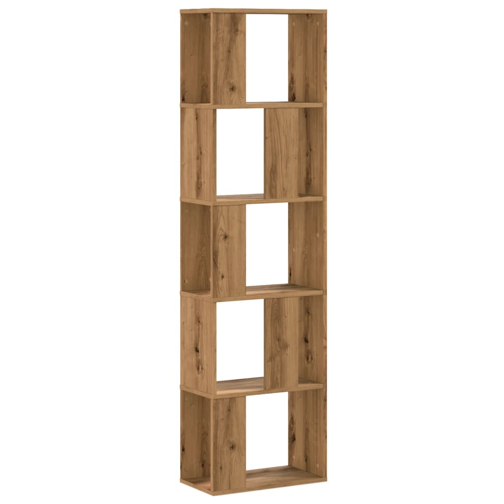 5-tier bookcase, handcrafted oak, 45x23.5x162.5 cm, wood