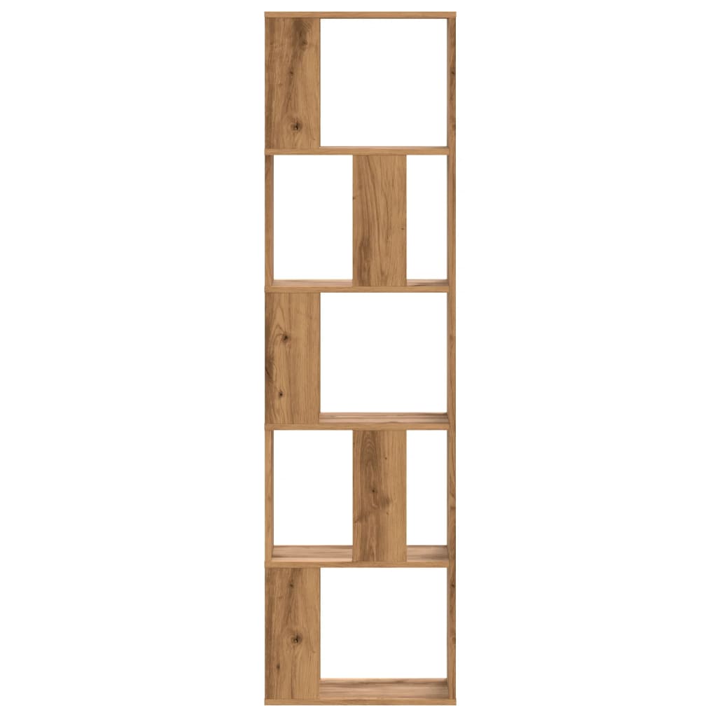 5-tier bookcase, handcrafted oak, 45x23.5x162.5 cm, wood