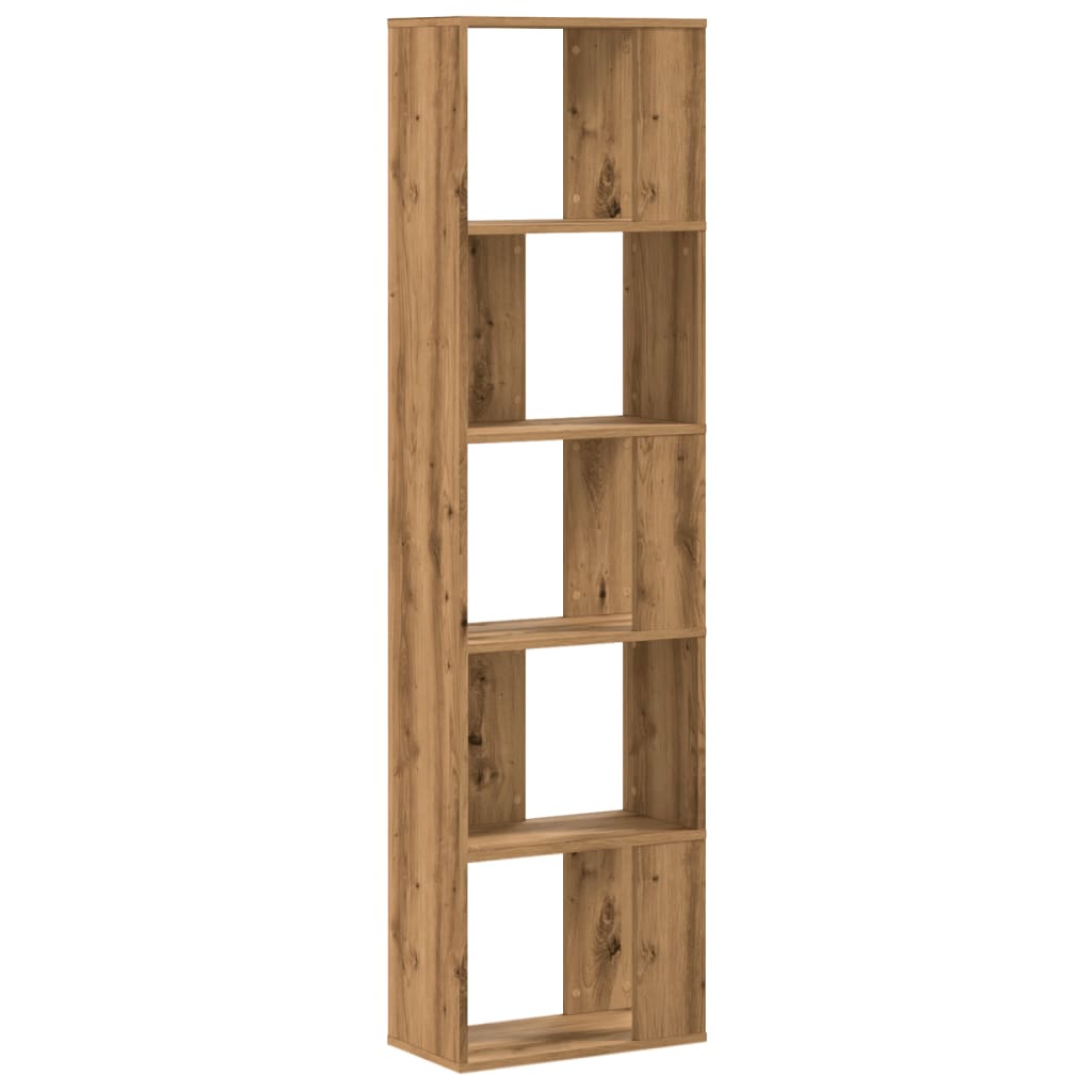 5-tier bookcase, handcrafted oak, 45x23.5x162.5 cm, wood