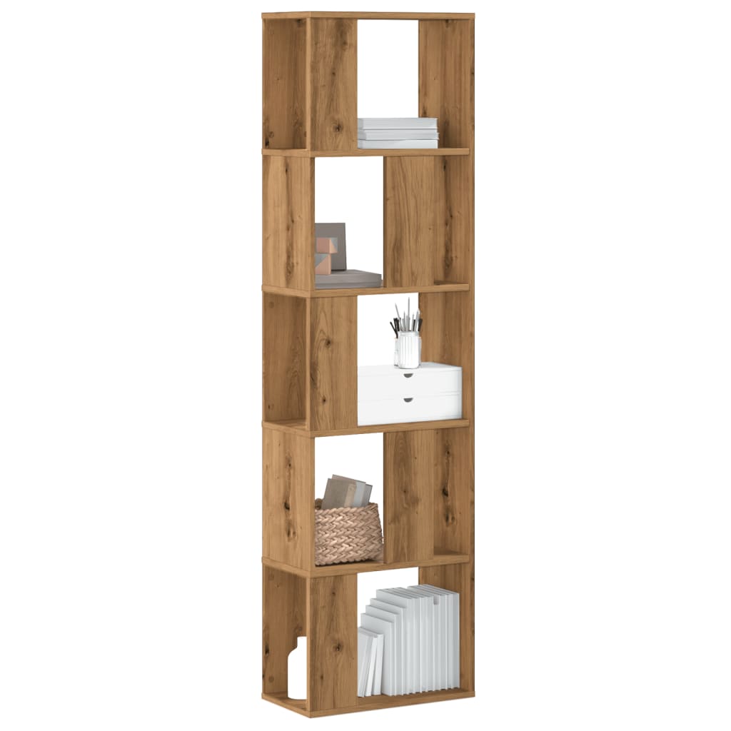 5-tier bookcase, handcrafted oak, 45x23.5x162.5 cm, wood