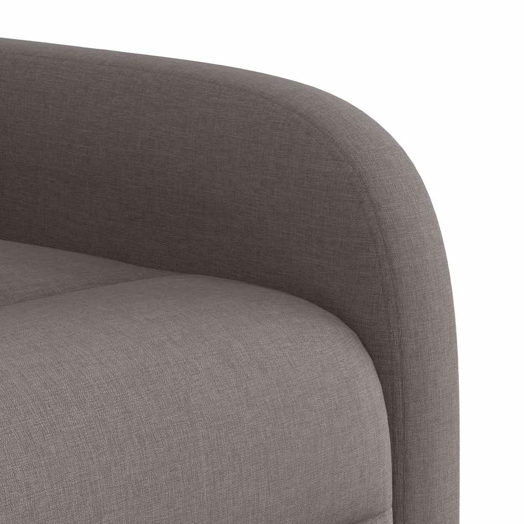 Reclining armchair with vertical lift, taupe grey, textile