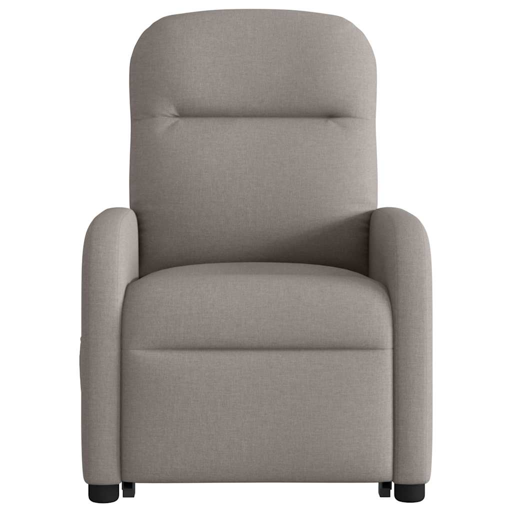 Reclining armchair with vertical lift, taupe grey, textile