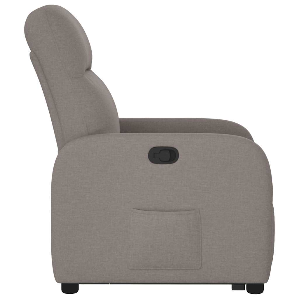 Reclining armchair with vertical lift, taupe grey, textile