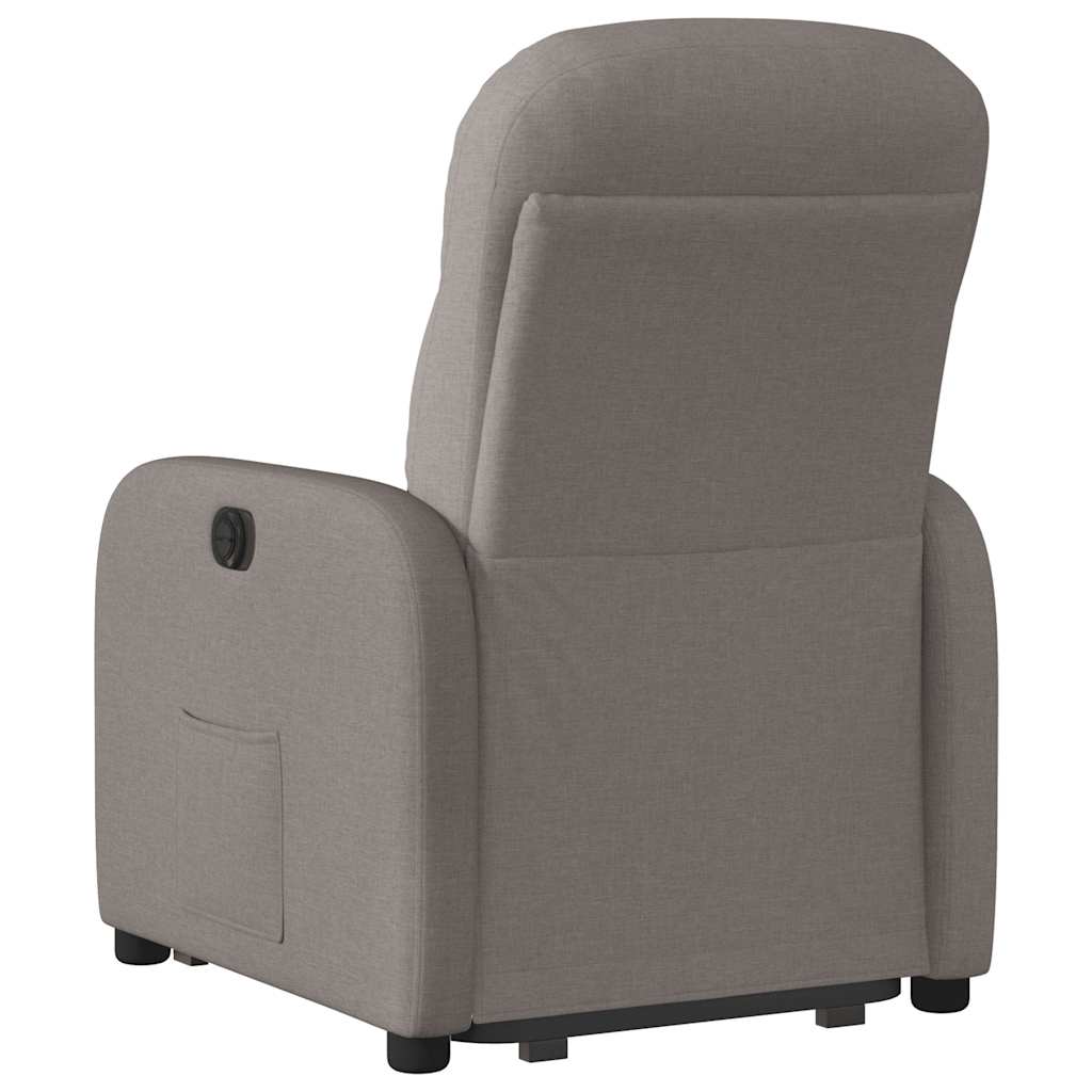 Reclining armchair with vertical lift, taupe grey, textile