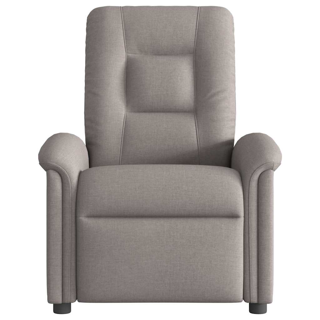 Electric reclining armchair, taupe grey, textile material