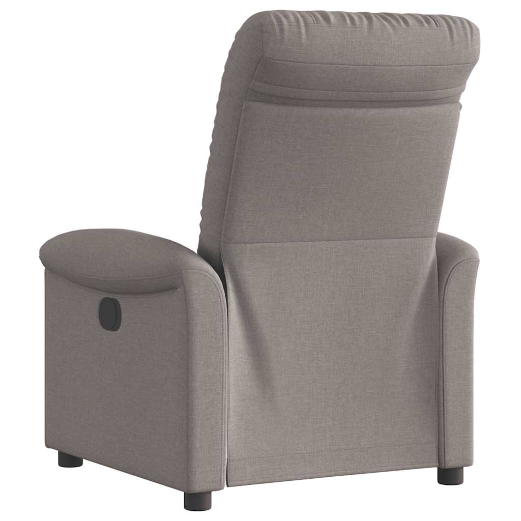 Electric reclining armchair, taupe grey, textile material