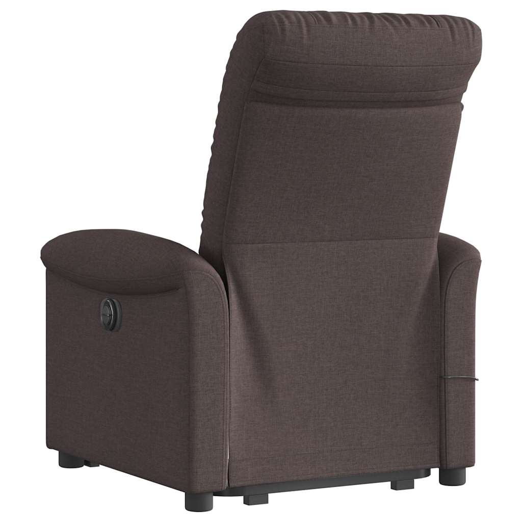 Reclining massage chair, with lift, dark brown, textile