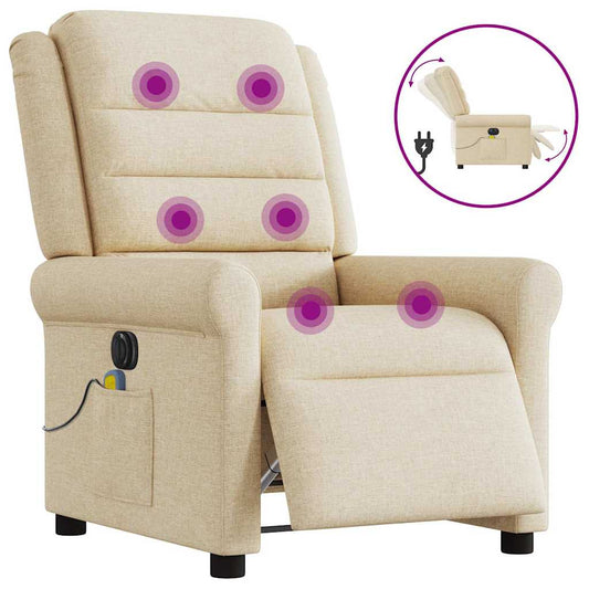 Electric reclining massage chair, cream, fabric