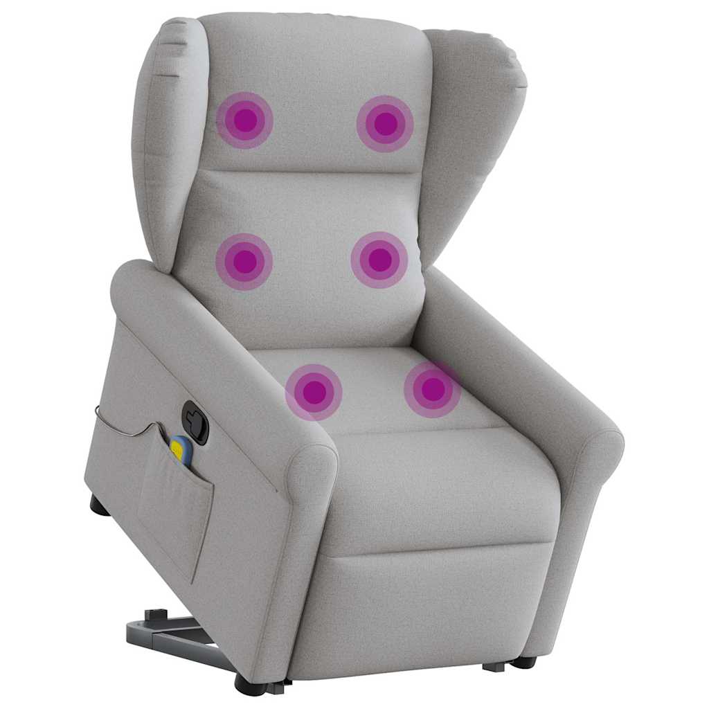 Standing massage chair, reclining, cloud gray fabric