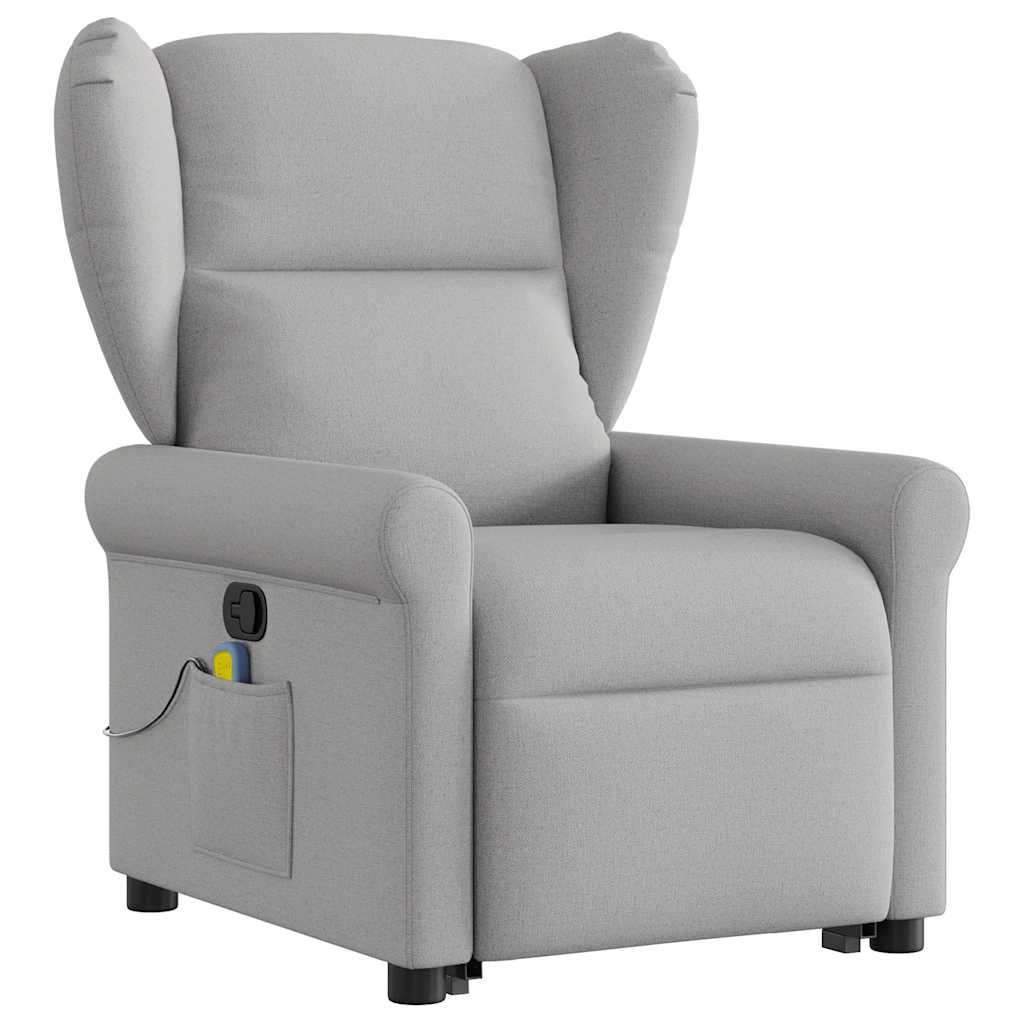 Standing massage chair, reclining, cloud gray fabric