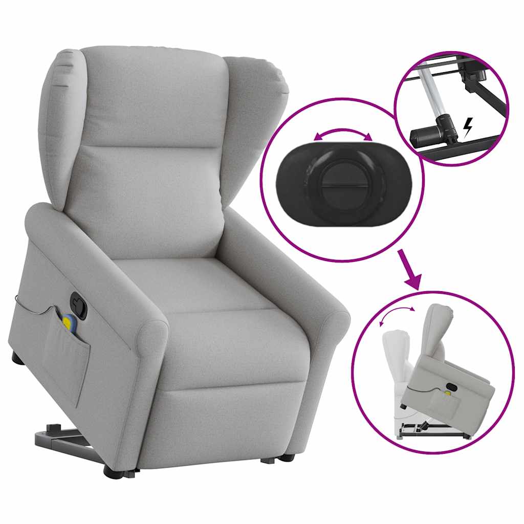 Standing massage chair, reclining, cloud gray fabric